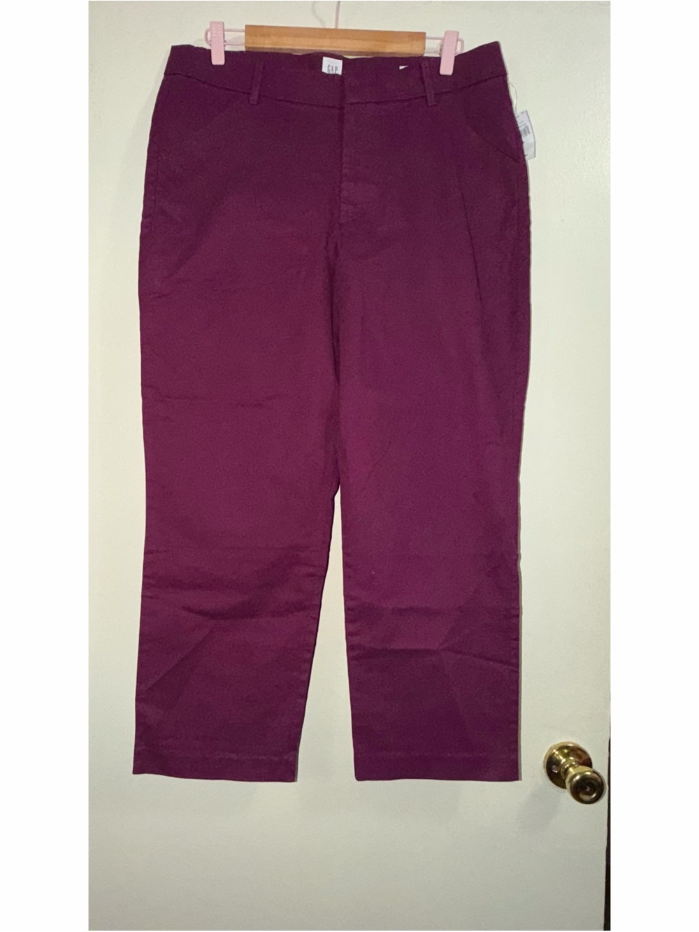 Gap Ladies Slim Ankle Khaki High Rise Stretch Burgundy/Purple Pants Size 16 NWTS